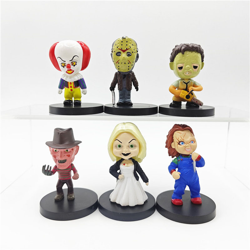 6Pcs 5cm-6cm Quality Horror Movie Characters V for Vendetta Chucky ...
