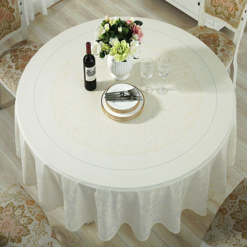 4/6/8/10 Seater Beige Round Table Cover PVC Oil Proof Waterproof Table