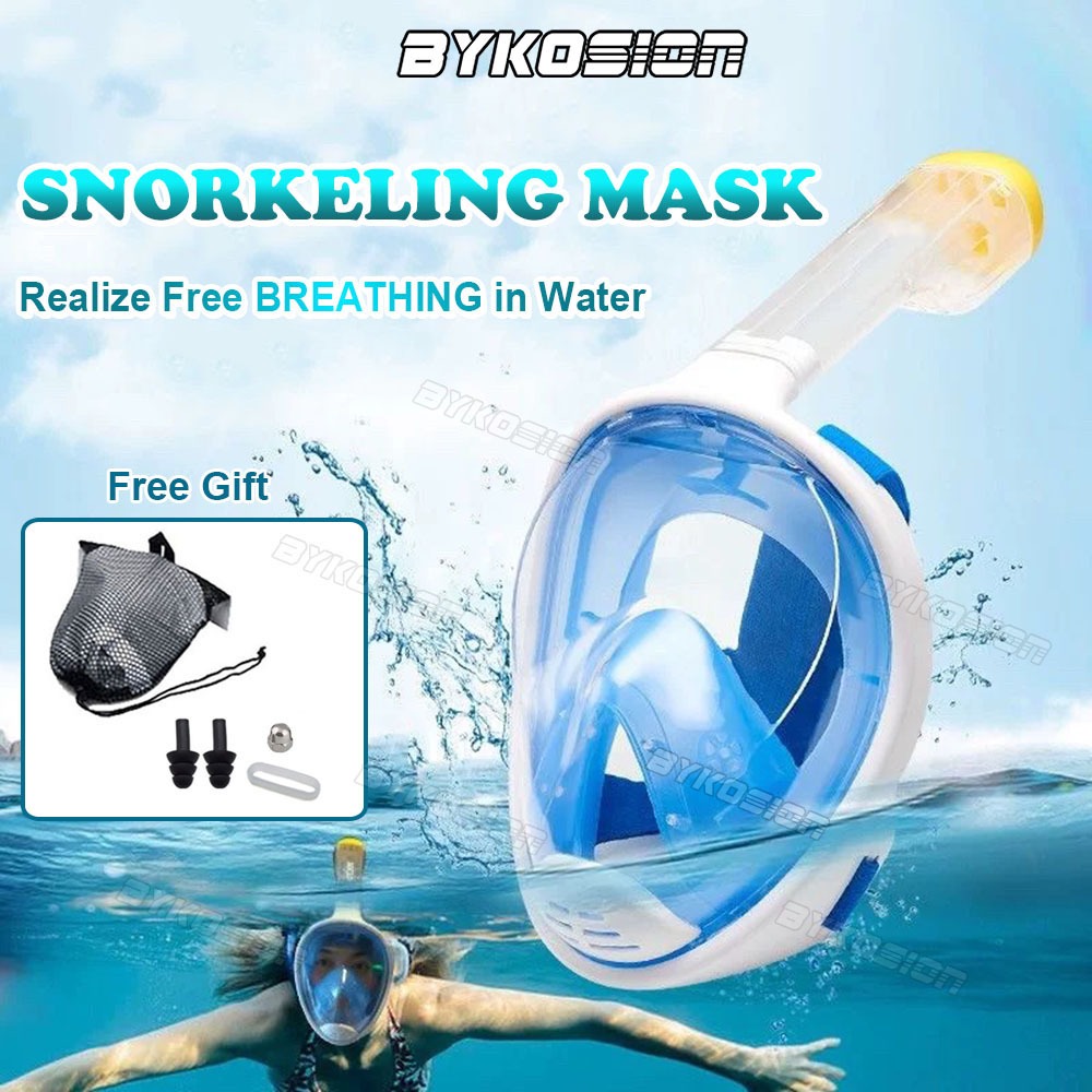BYKOSION Full Face Snorkeling Set Free Breathing Diving Mask Anti Fog ...
