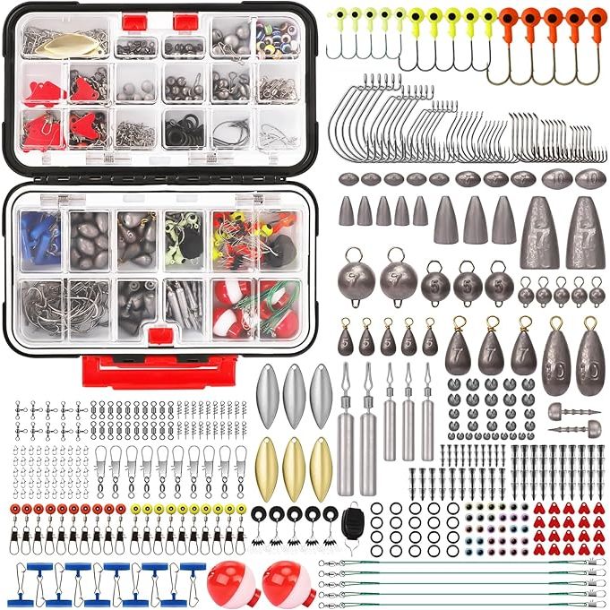 TRUSCEND 408-Piece Fishing Tackle Kit with Tackle Box - Sinkers, Hooks ...