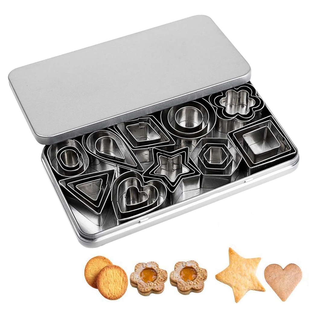 30Pcs Ini Cookie Cutter Set With Box, Sall Stainless Steel Fruit Veggie Tiny Polyer Clay...