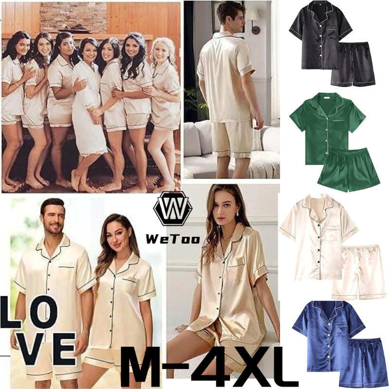 WeToo# Korean Couple Fashion Sleepwear New Design silk short sleeve ...