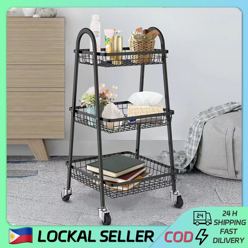 3L Metal Trolley Cart Organizer Organizer Rack with Wheels Storage Rack ...