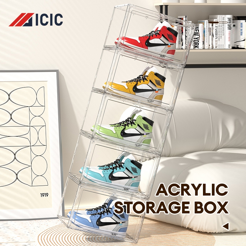 ICIC Acrylic Shoe Box Magnetic side drop and Front drop shoe box ...
