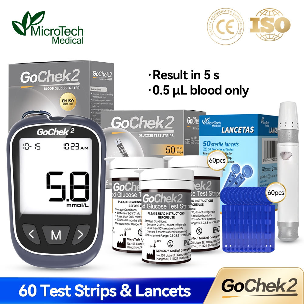 Microtech Medical Gochek2 Blood Glucose Meter With 60pcs Test Strips ...