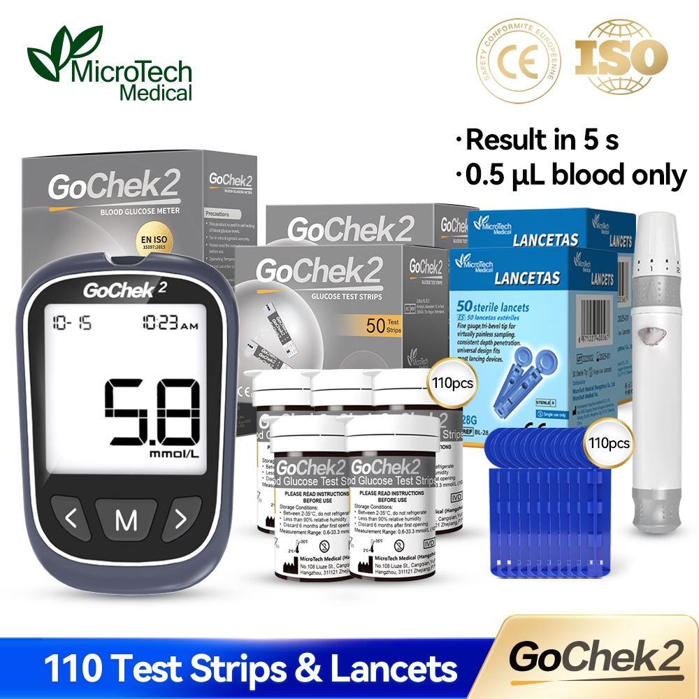 Microtech Medical Gochek2 Blood Glucose Meter With 110pcs Test Strips