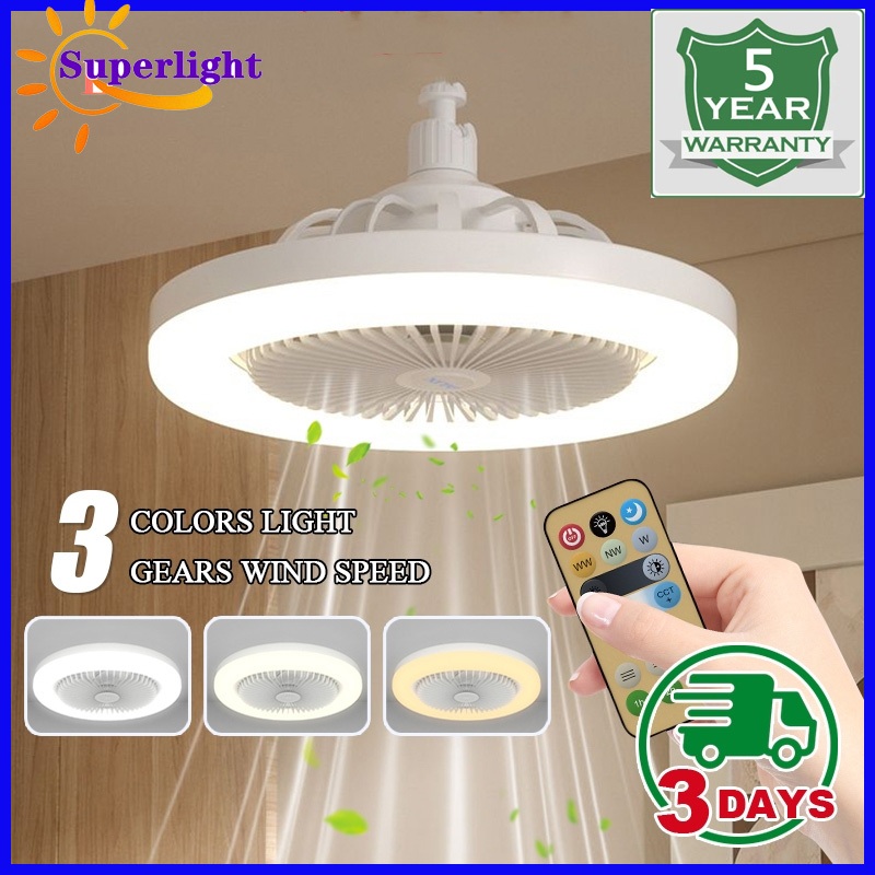 2 IN 1 Ceiling Fan With Light 3 Colors 30W Fan Light Ceiling with ...