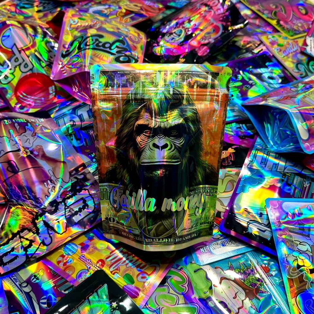 100pcs hologram print cartoon candy bag goodies ziplock bag CBD gift ...