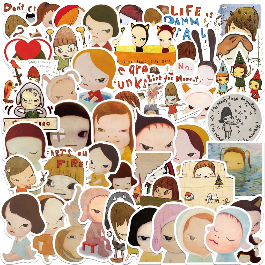 Yoshitomo Nara Autocollant Mignon Nara Graffiti Décalque Yoshitomo Figure Autocollant pour Tablette Coupe Skateboard Vélo Casque Décoration 50pcs