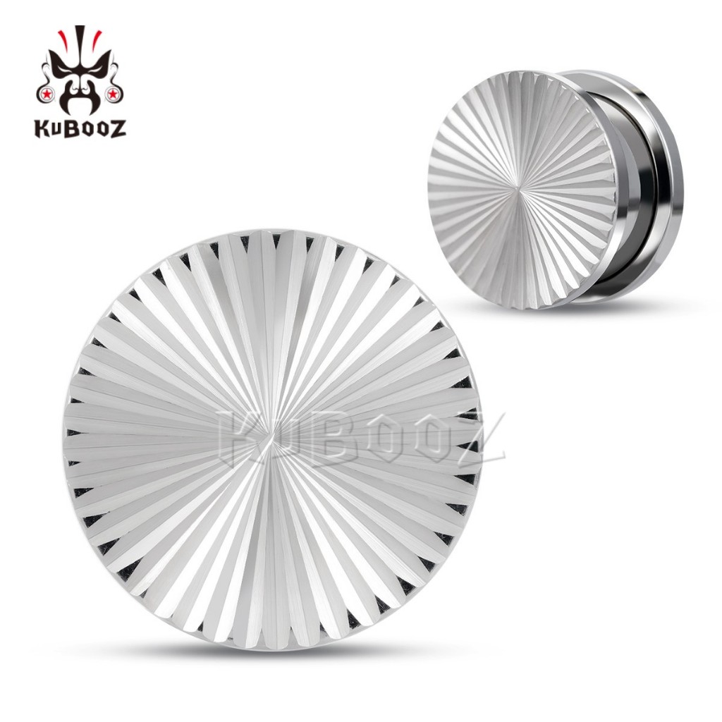 KUBOOZ (1 Pair) Amethyst Stone Gold Pendant Stainless Steel