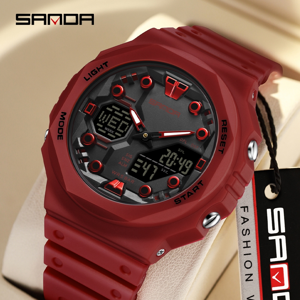 SANDA 6200 New Men's Electronic Watch Multi functional Alarm Clock ...