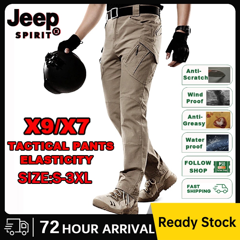 JEEP SPIRIT X9/X7 Stretchable Tactical Pants For Men Outdoor Waterproof