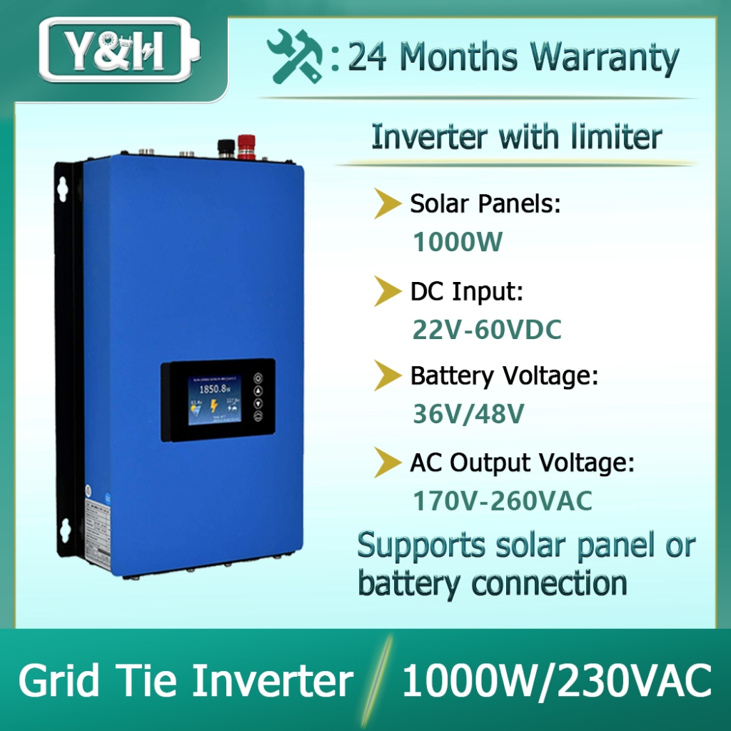 Y&H 1000W Grid Tie Inverter Stackable with Power Limiter Sensor DC26-60V  Solar Input AC190V-260V Output | Shopee Philippines