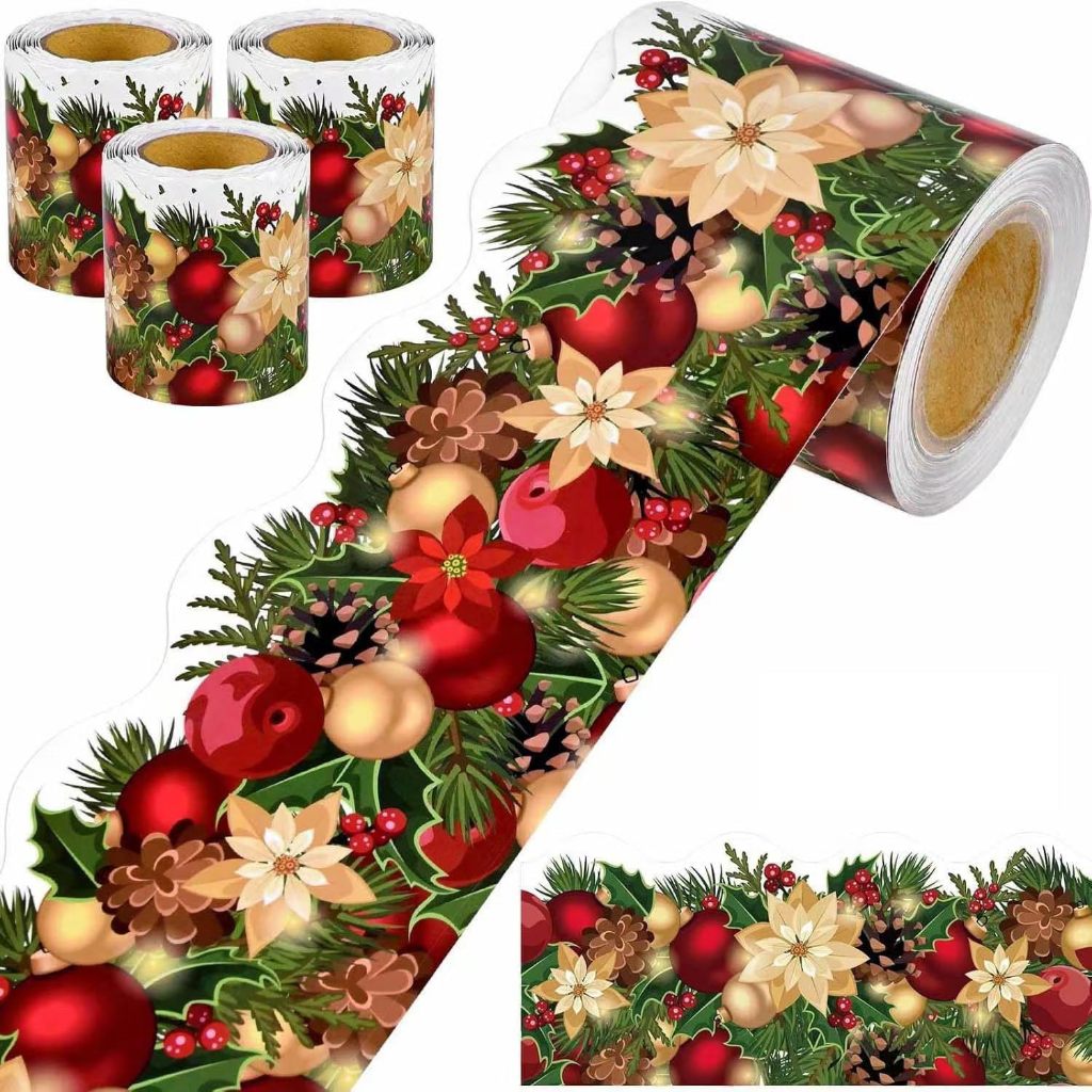 60 Feet Christmas Bulletin Board Borders Xmas Pine Cones Pine Needles