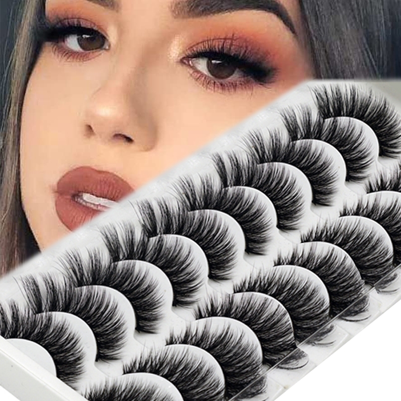 10 Pairs Soft Cross Mink Hair False Eyelashes Natural Look Thick Long ...