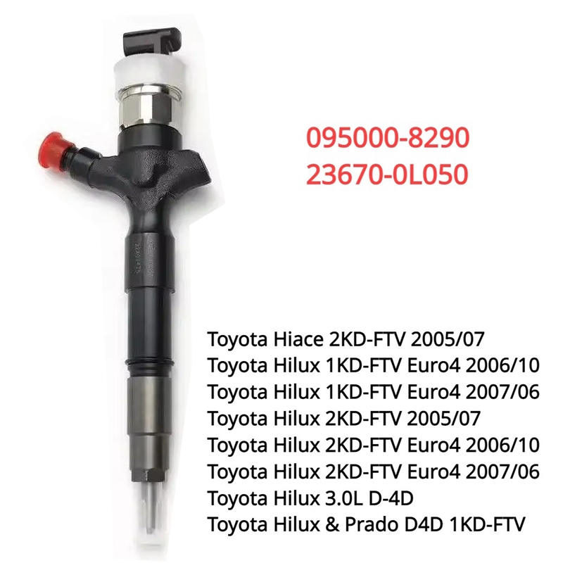 DENSO Common Rail Diesel Fuel Injector Set For Toyota 1KD-FTV, 095000-8290, 23670-0L051, 0950008290, Made In Japan
