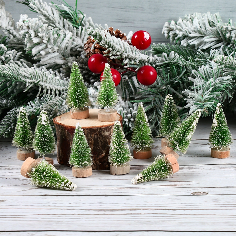 12/8pcs Mini Xmas Tree Christmas Ornaments Merry Christmas Decorations ...