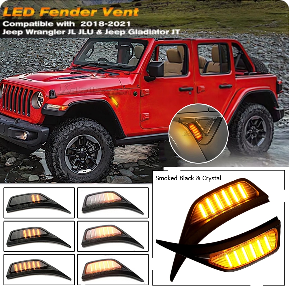 2x Blackened Front Fender LED Repeated Side Sign Light DRL Daytime