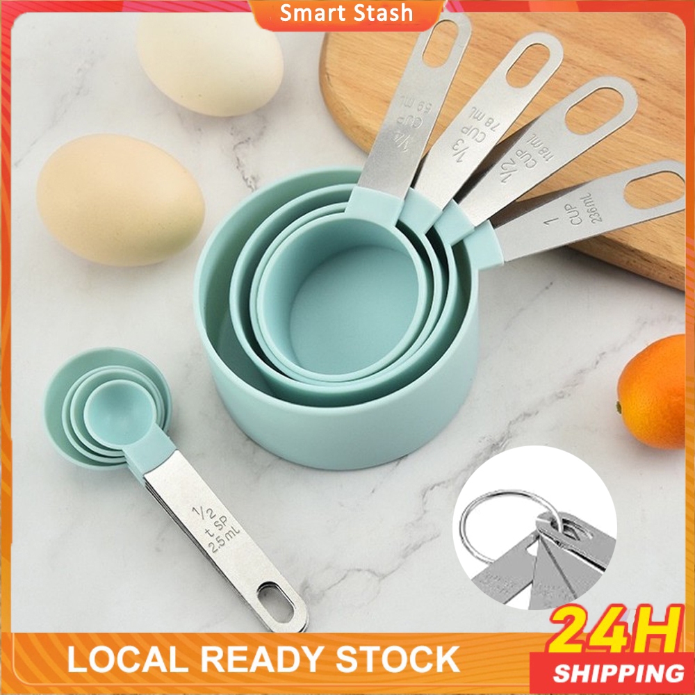 8pcs Measuring Cups and Measuring Spoons Stainless Steel for Baking ...