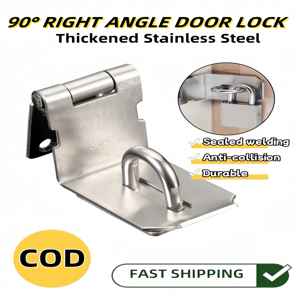 COD Stainless Steel 90 Degree Padlock Hasp Door Shed Door Lock Safety ...