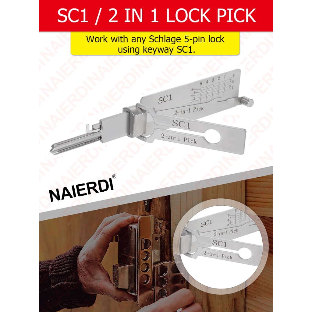 NAIERDI 2 In 1 Maintenance Repair Tool Kits Car Door Porta Lock Pick ...