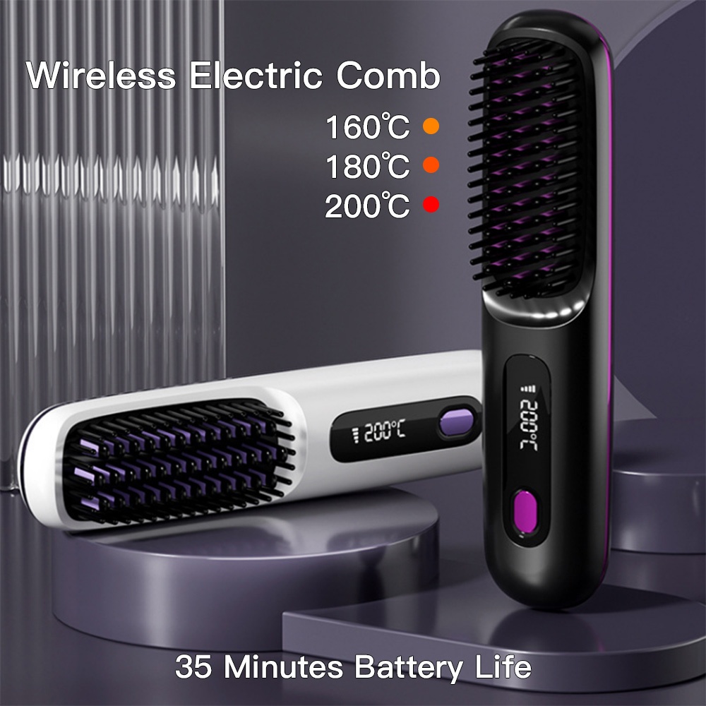 Cordless Hair Straightener BrushPortable Straightening Comb,2000mAh