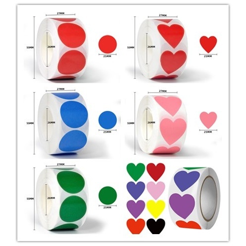 500Pcs/Roll self-adhesive label Dot /Heart Labels Stickers Package ...