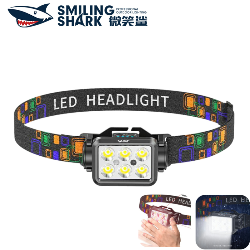 Smiling Shark TD0196 Super Bright Headlight 6*LED Wave sensor Strong ...