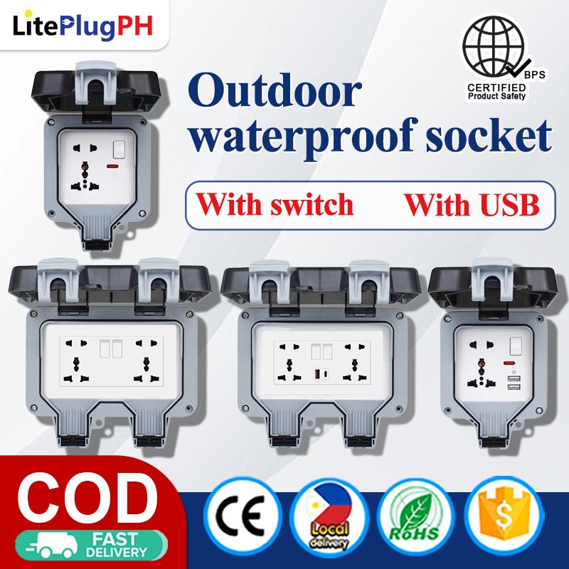 LP【BUY 1 TAKE 1】Waterproof Outdoor Socket IP66 Double Socket Cover ...