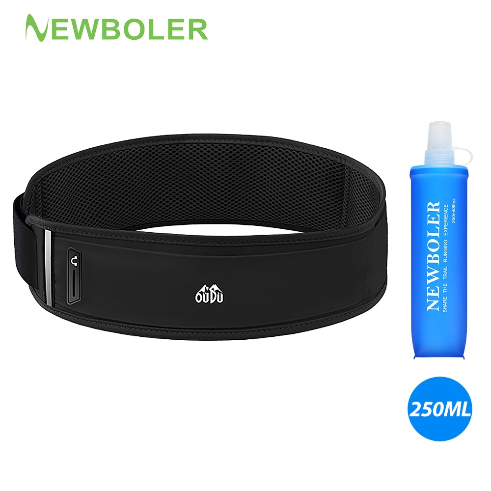 NEWBOLER Outdoor Running Belt With 250ML Soft Water Bottle Breathable