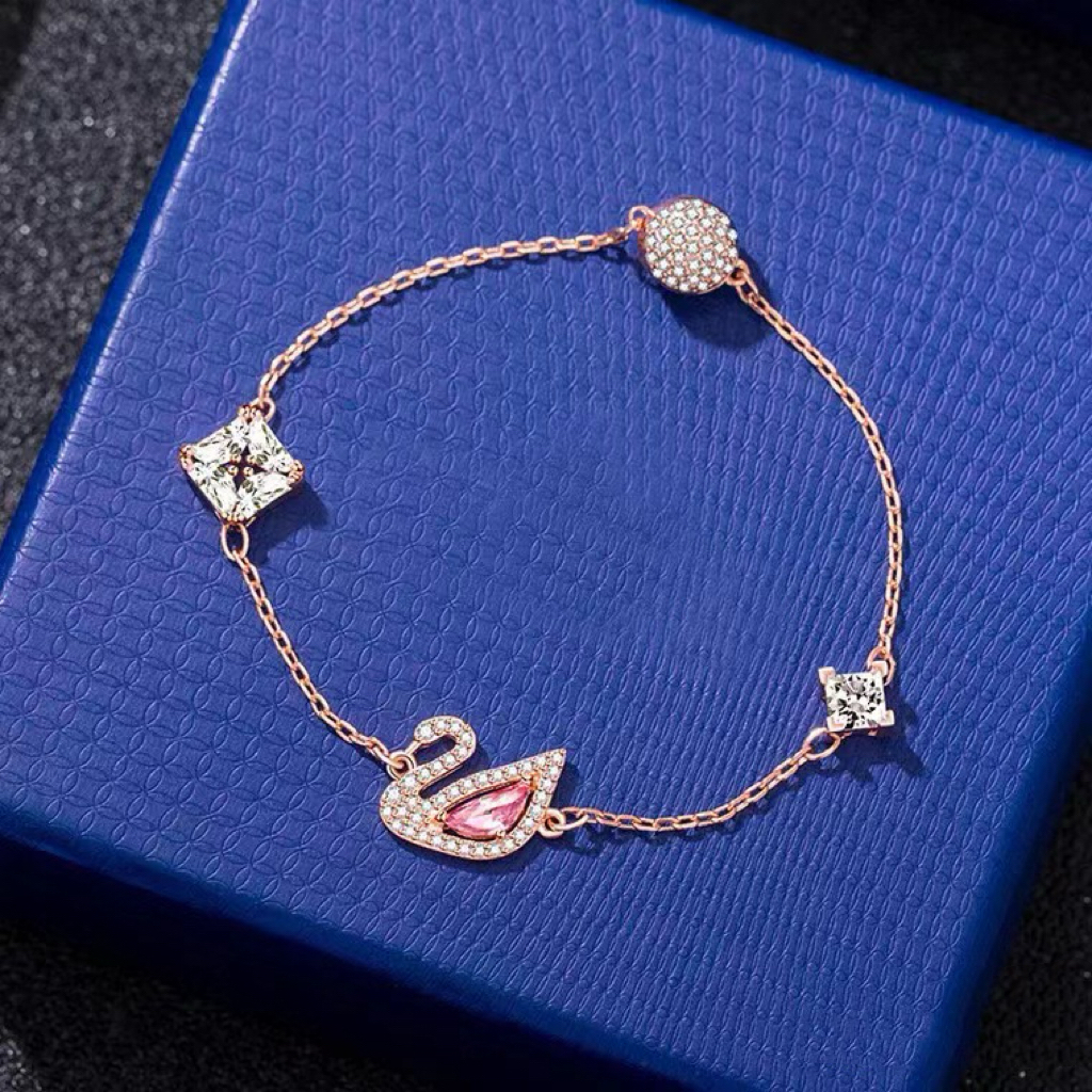 Swarovski Rose Gold dazzling Swan bracelet in romantic pink | Shopee ...