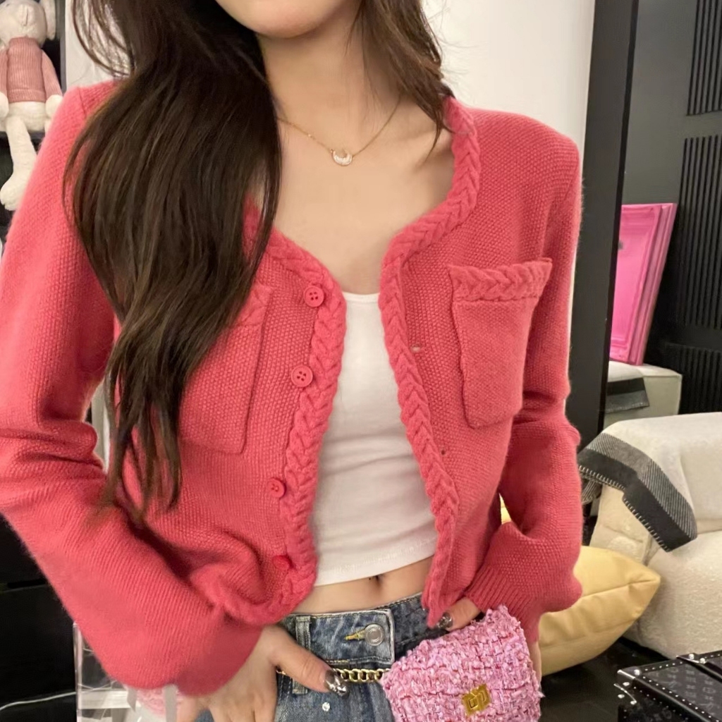 【Hermarou】Korean Knit Cardigan Women Casual Soft Crop Top Knitted