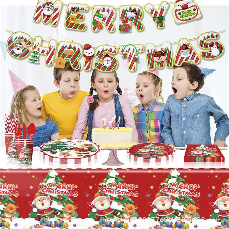 Tableware Sets Christmas Paper Plates And Cups Merry Christmas