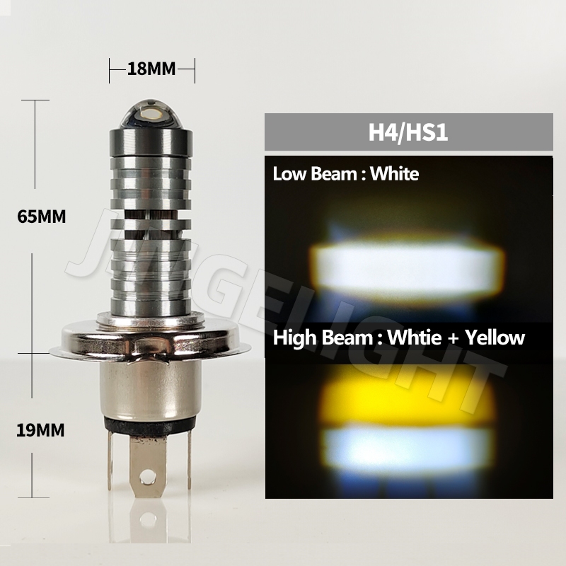 6000K White LED H4 Bulb For Motorcycle & Scooter Headlights - 12V, 15W, 50,000 Hour Life