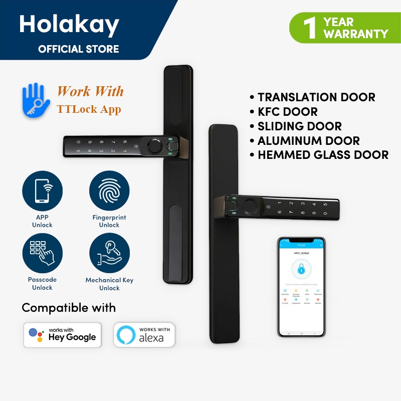 Holakay TTLock Double-side Fingerprint Smart Door Lock with Double-side ...