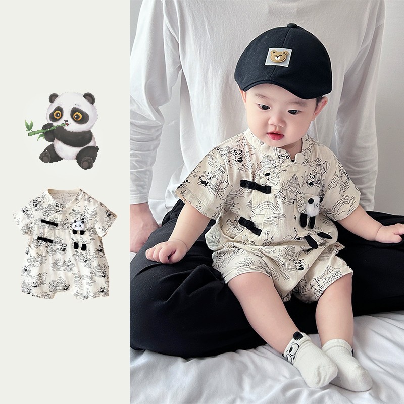 Modern Printed Newborn Baby Short Sleeved Cotton Jumpsuit Infant Cartoon Animal Costumes Clothing For Girls and Boys Kids main image 0
