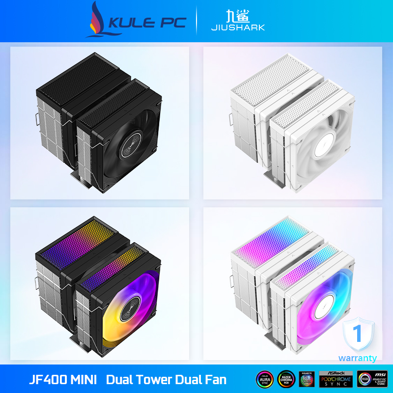 JIUSHARK JF400mini CPU Cooler 10cm PC Fan Grid Glowing Top JF100RS Dual ...
