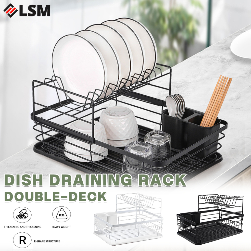 Dish Rack with Drip Plate storage Drain Rack Stainless Dish Drainer ...