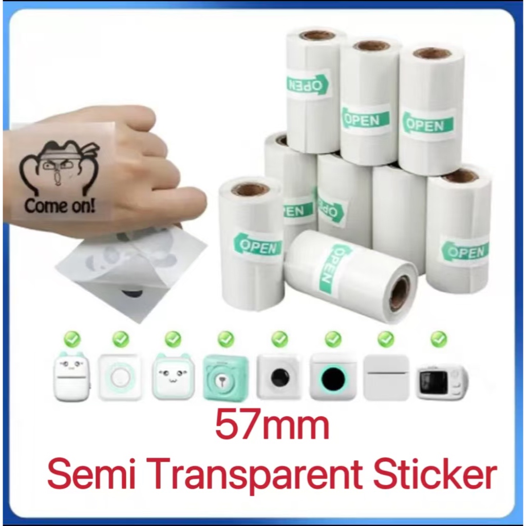 57mm Translucent Sticker Paper for Paperang Peripage Portable printer ...