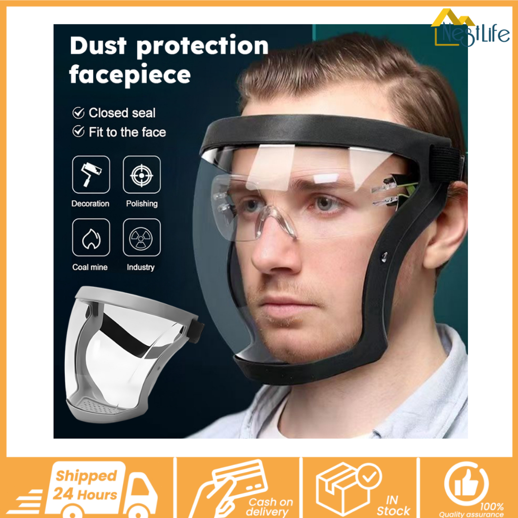 Transparent Full Fcae Mask Face shield Acrylic Anti Fog Dustproof ...
