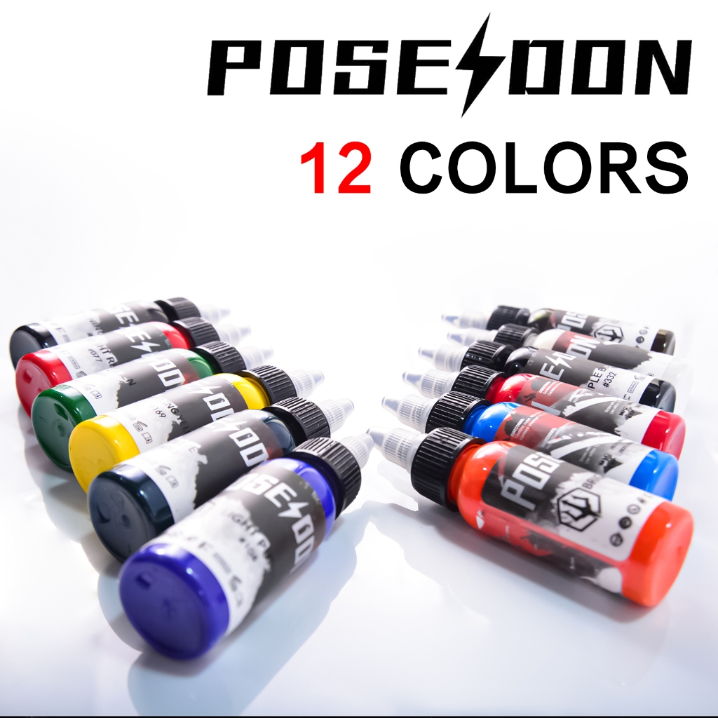 POSEIDON Tattoo Ink- 30ml 12 Colors Permanent Tattoo Ink, 1Oz Makeup ...