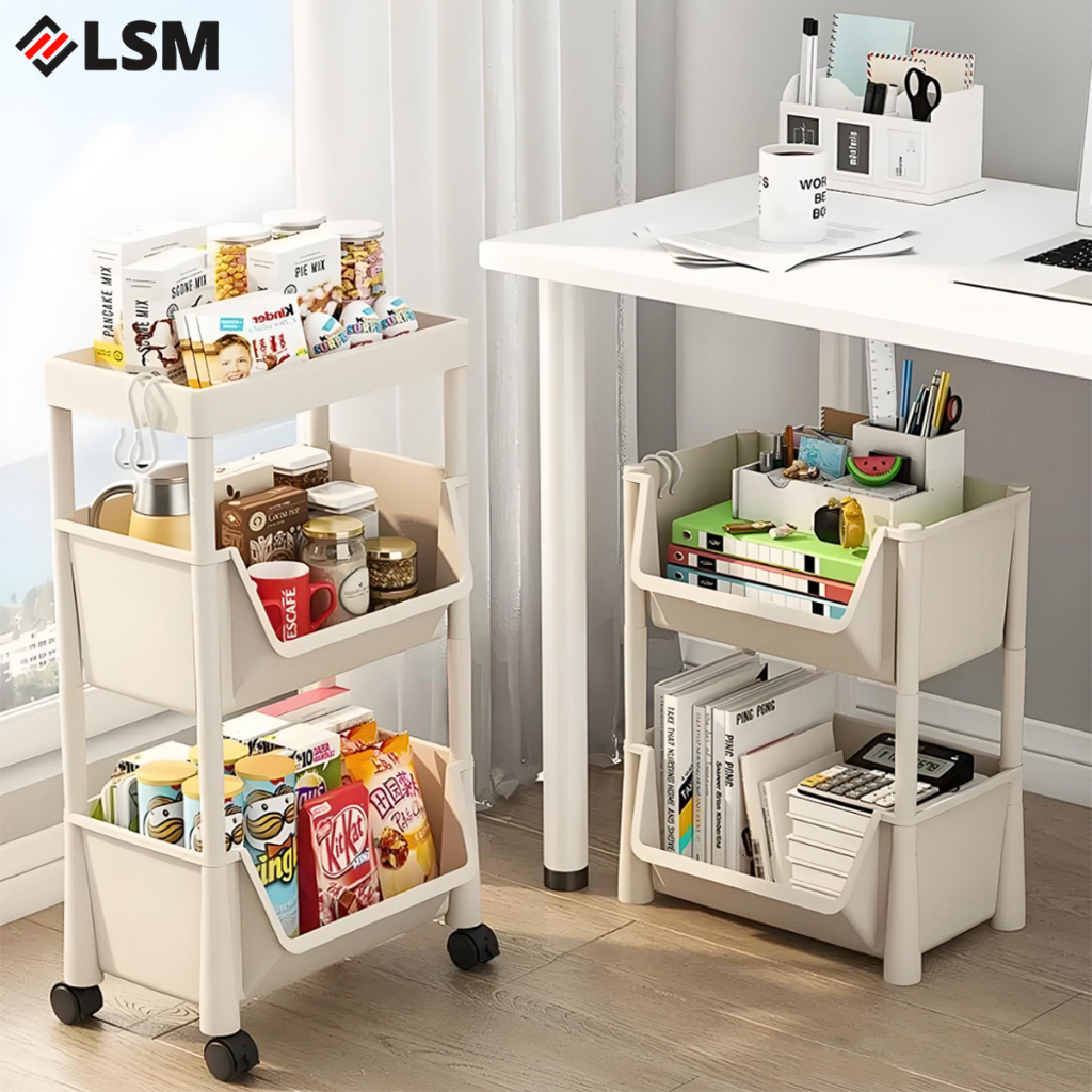 LSM Organizer Rack Trolley Cart white Organizer Shelf Table Organizer ...