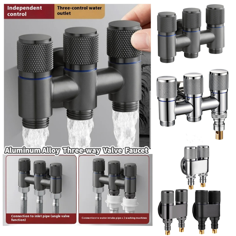 Aluminum Alloy 3 Way One-in Three-out Angle Valve for Bathroom Toilet ...