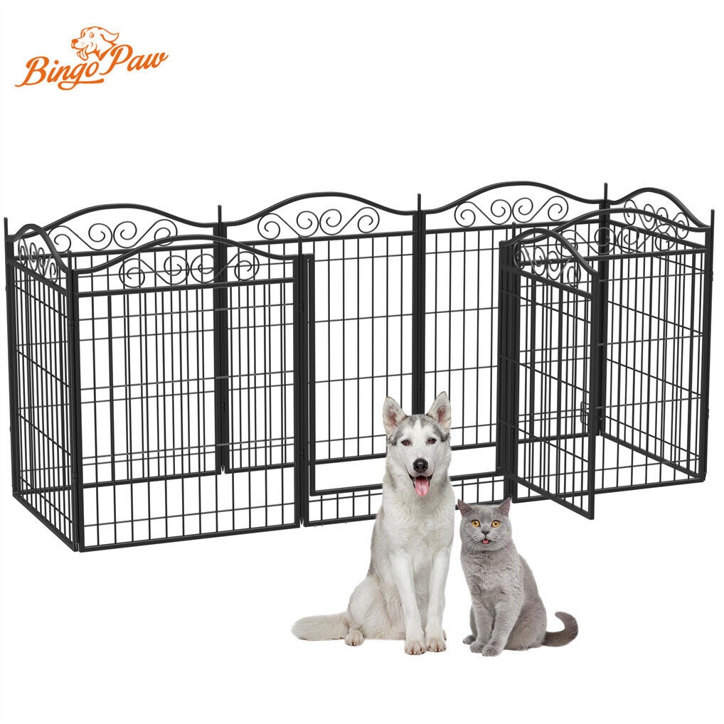 Panels Heavy Duty Metal Dog Panel Pet Playpen Indoor Outdoor Dog Puppy  Fence with Gate 190x63x80cm