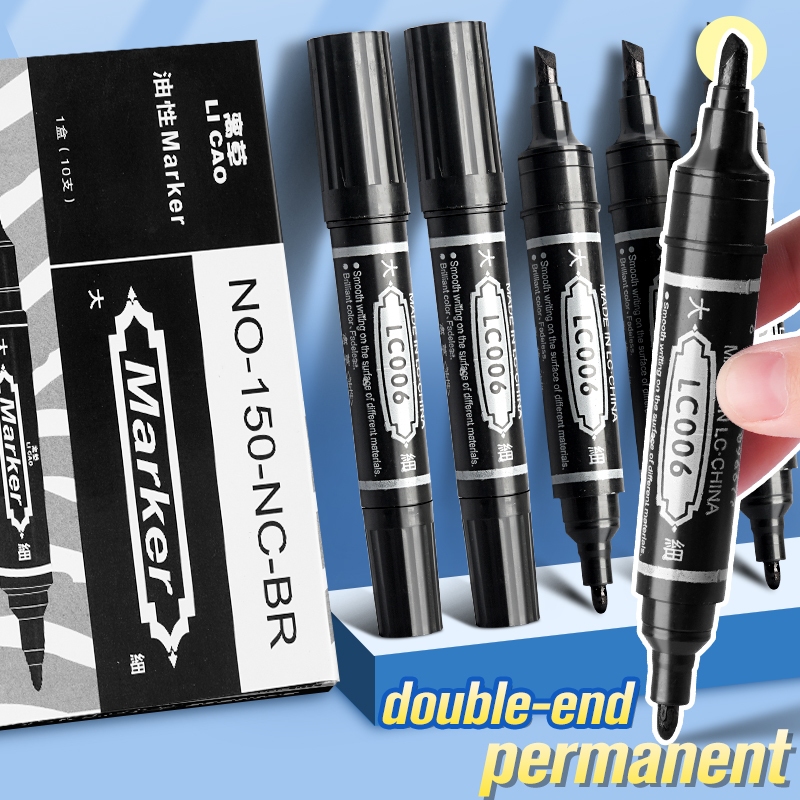 Big Double Head Permanent Marker pen set Waterproof black Oily Ink