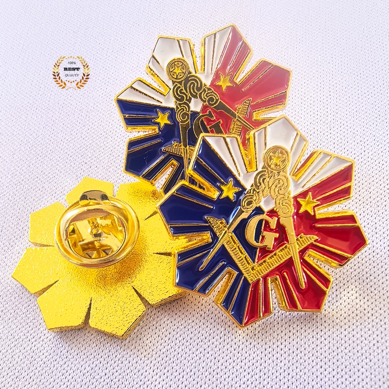 1 Inch High Quality 3D Metal MASON Pin Freemasonry Brooch Sunburst Pin ...