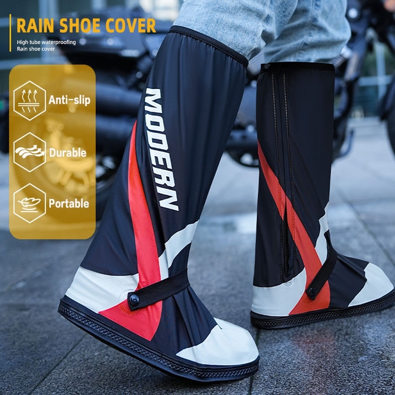 Waterproof PVC Rain Boot Covers - Reusable Overshoes For Cycling, Outdoor (Black)