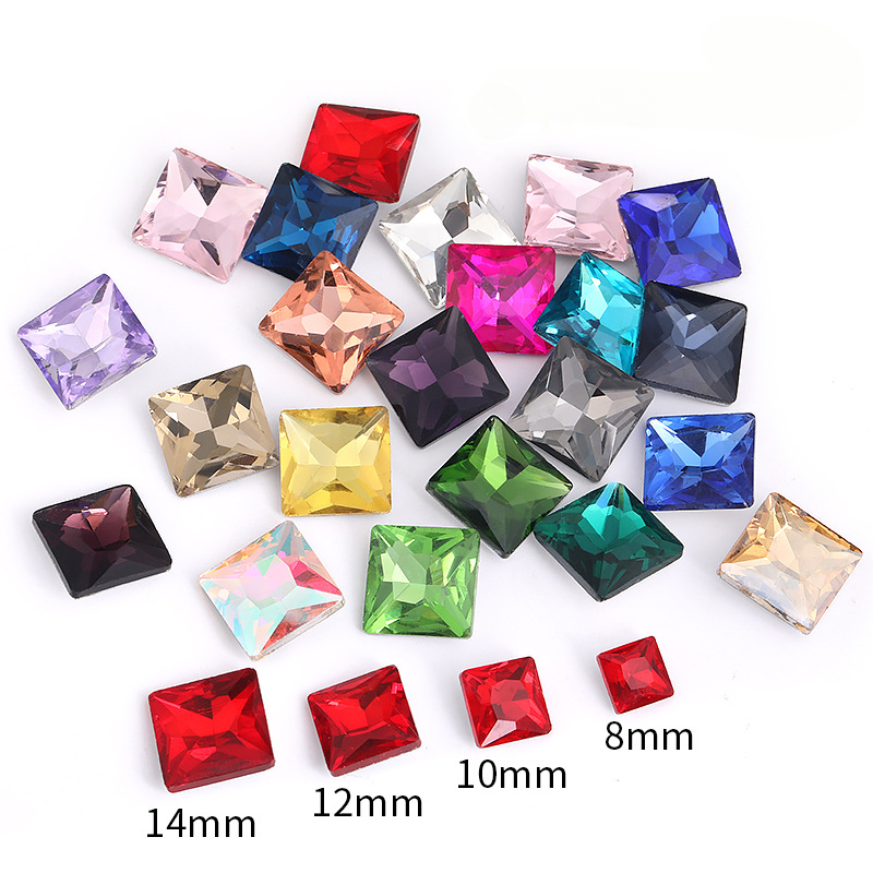 Square Shape 8mm 10mm Glass Crystal Shiny Diamond Rhinestone for ...