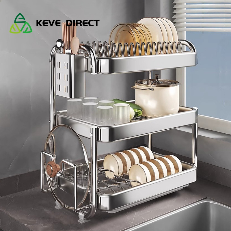 KEVE 2/3 layers 304 Stainless Steel Dish Drying Rack Dish Rack with ...