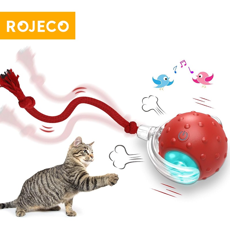 thumbnail image 2 of FOMQUAZLI Pet Ball Automatic Toy - Cat/Dog Toys For Indoor Smart Silicone Rolling Ball With Tail,Bird Sound,Obstacle Avoidance And Motion Activated 2 of 7